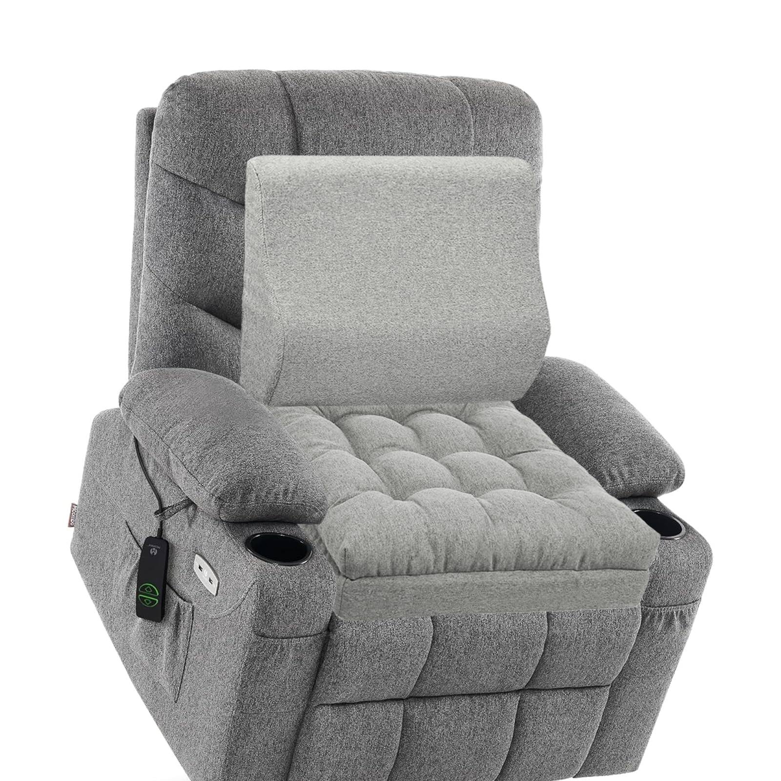 Fabibe - Extra Large Memory Foam Recliner Cushions for Elderly, Polyester, Non-Slip Design - Grey(seat Cushion+Lumbar Support)1Pack