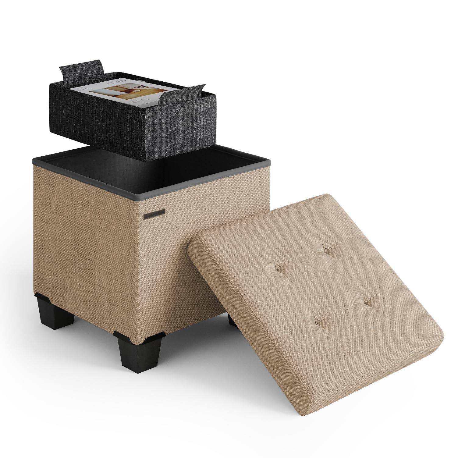 07 - Taupe Fabric 15"D x 15"W x 15"H