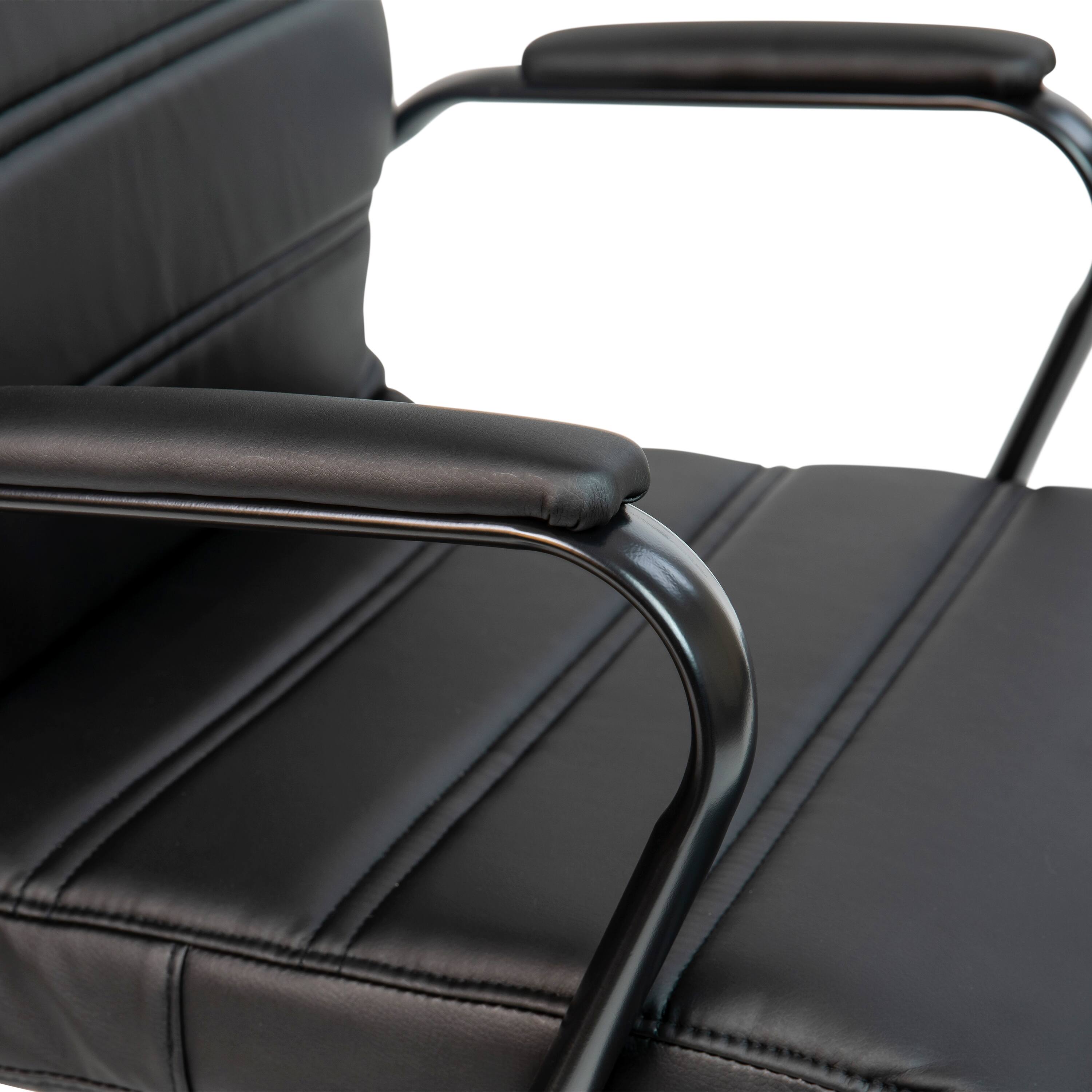 Alt View 9. Emma + Oliver - Mid-Back Executive Swivel Office Chair with Metal Frame and Arms - Black LeatherSoft/Black Frame.