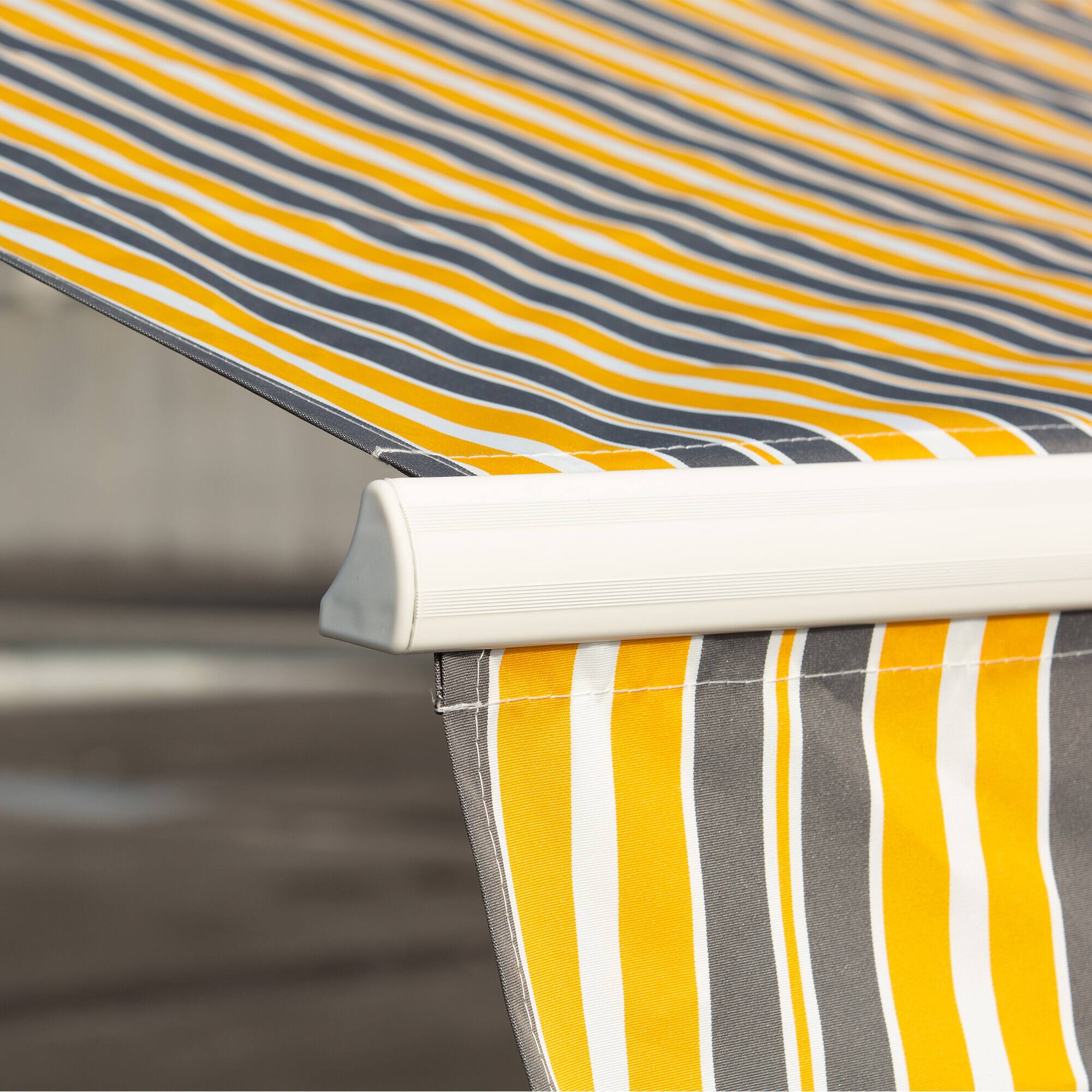 Alt View 8. Outsunny - 12' x 10' Retractable Awning Patio Awnings Sun Shade Shelter with Manual Crank Handle, 280g/m² UV - Yellow and Grey.