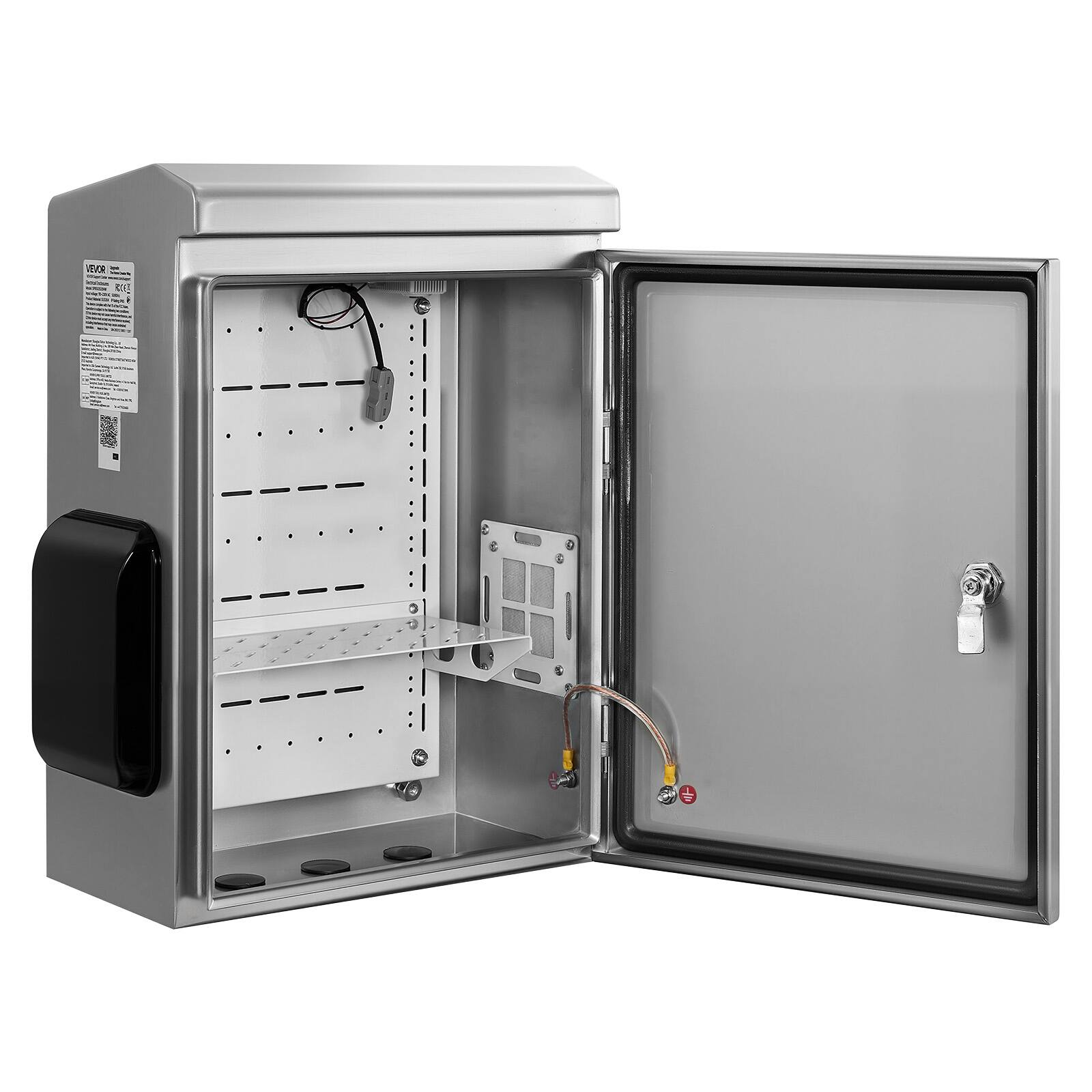 Alt View 5. VEVOR - Outdoor Electrical Box,20 x 16 x 8 in, Stainless Steel Ventilated Electrical Enclosure with Thermostat and Fan,Rain Hood - Black;Grey.