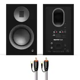 Kanto - TUK G2 Powered Speakers Bundle with AudioQuest Jack Russell Subwoofer Cable - 4m - Black