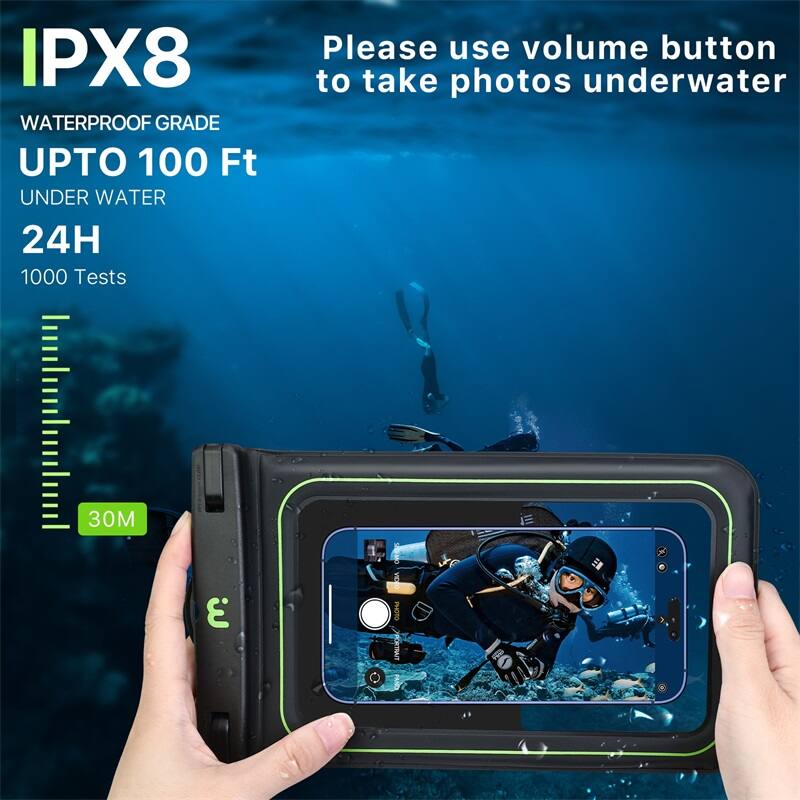 IPX8 WATERPROOF GRADE UPTO 100 Ft UNDER WATER 24H 1000 Tests Please use volume button to take photos underwater 30M