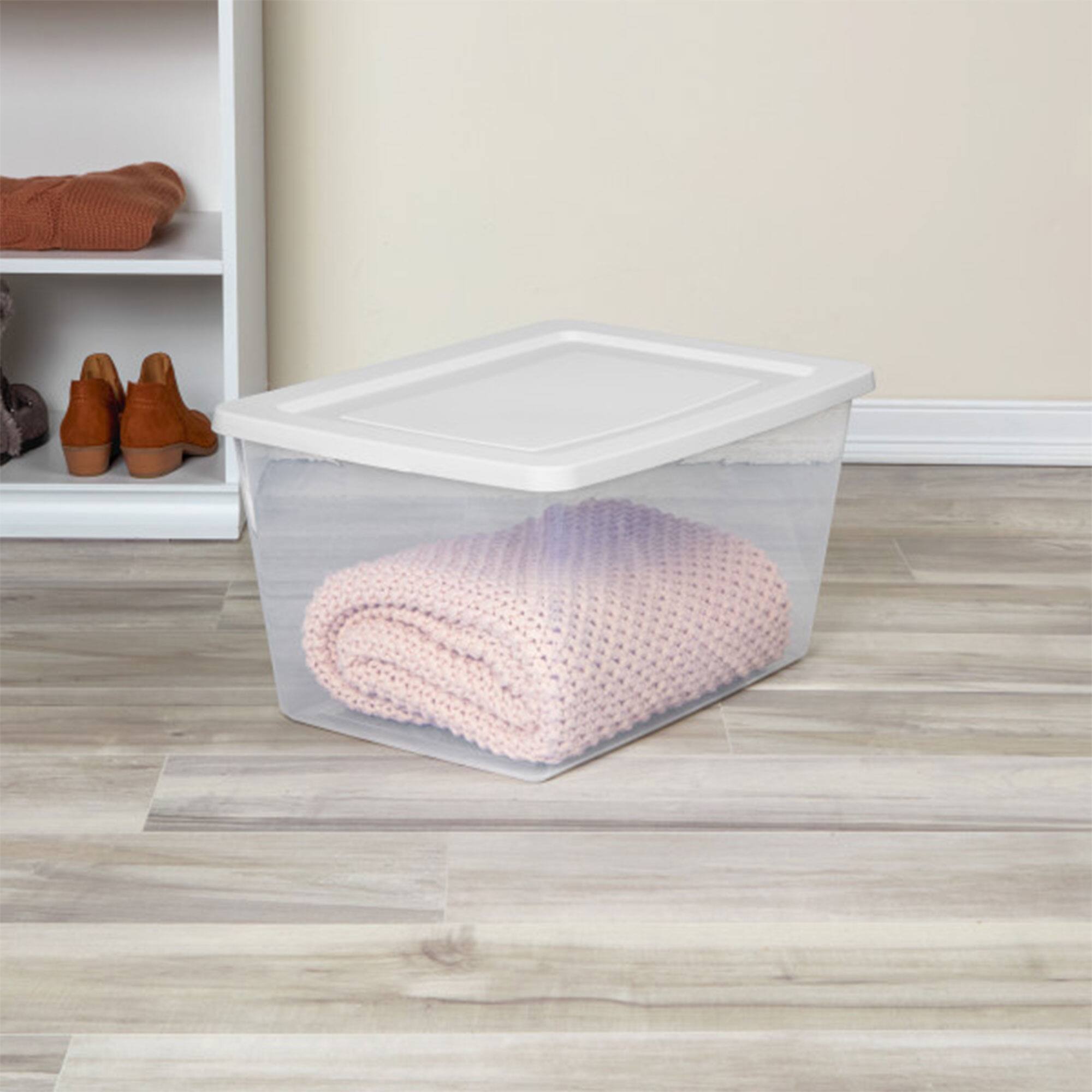 Alt View 4. Sterilite - Sterilite 58 Qt Storage Box, Stackable Plastic Container Home Organizer, 16 Pack - White.