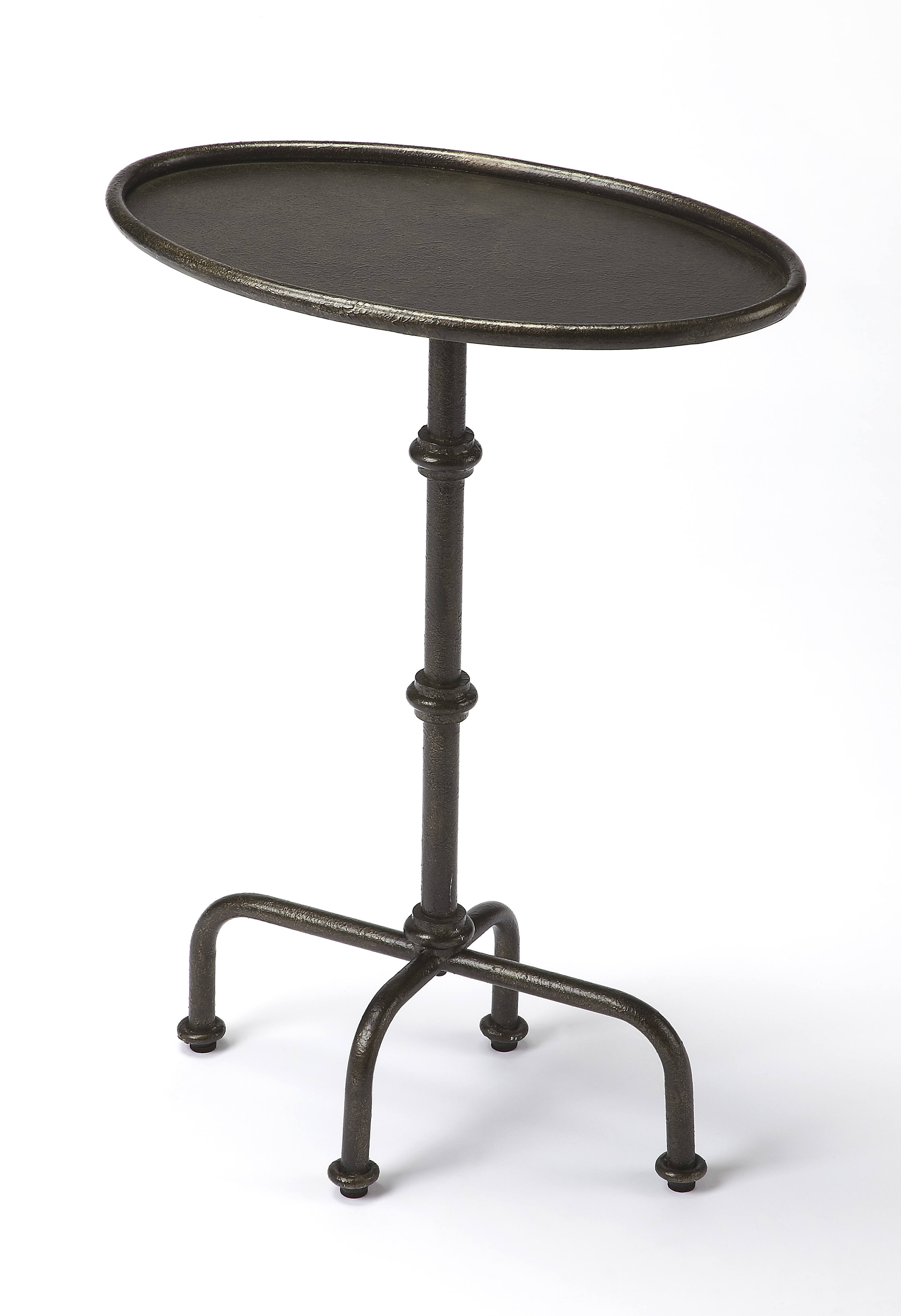Front. Butler Specialty - Kira Indoor 19.75 in. W Oval Metal Pedestal Table - Gray.