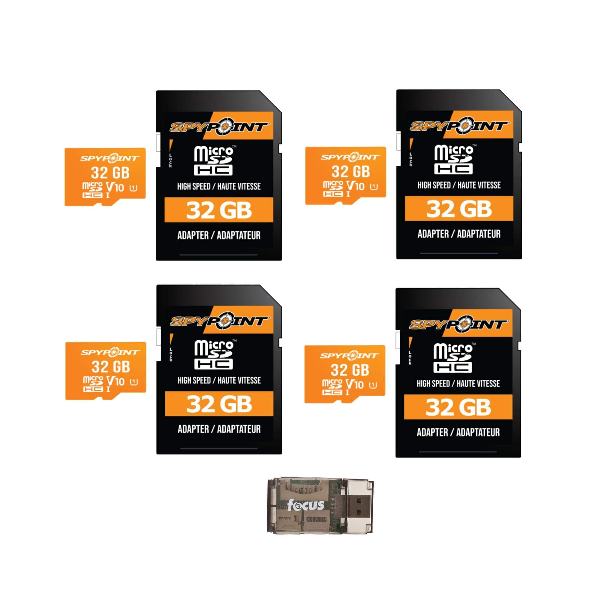 Spypoint - MicroSD-32GB Memory Card (4-Pack) with Reader Bundle