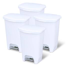 Glad - Kitchen Trash Can with Lid and Garbage Bag Rings, 13 Gal, 4 Pack - White