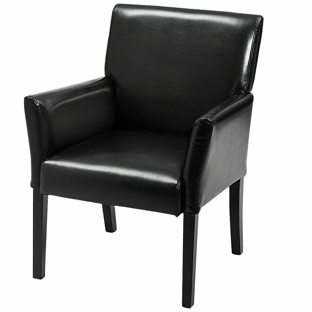 Left. WELLFOR - Modern PU Leather Executive Armchair - Black.