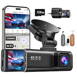REDTIGER - 4K/2.5K HD Dash Cam , WDR , Night Vision , 64GB Card , & HW kit - Black