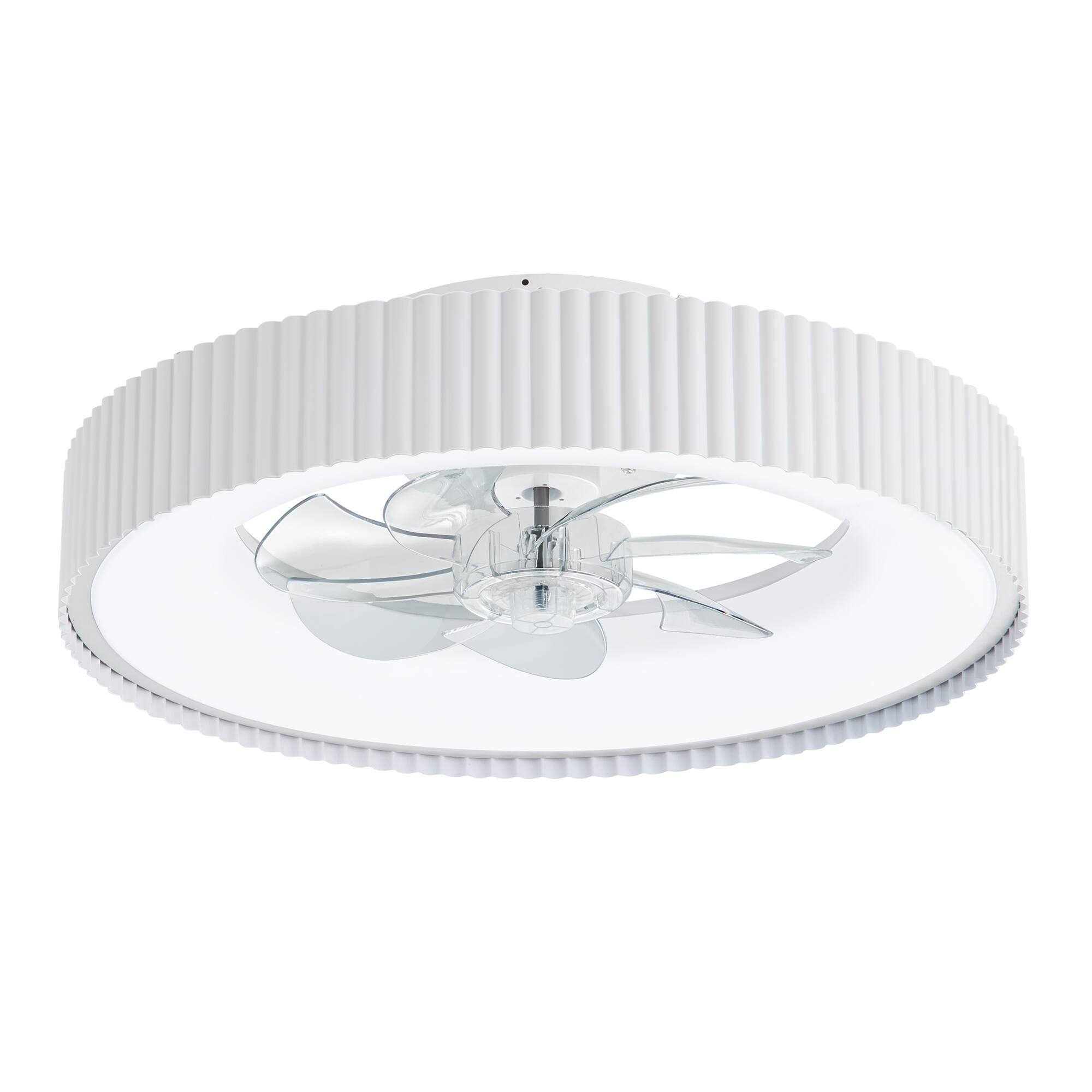 Angle. Breezary - 19-Inch Caged Ceiling Fan with 7 PC Blades, 3 Color  Light, DC Motor, 6-Speed Remote Control, Memory Function - Matte White.