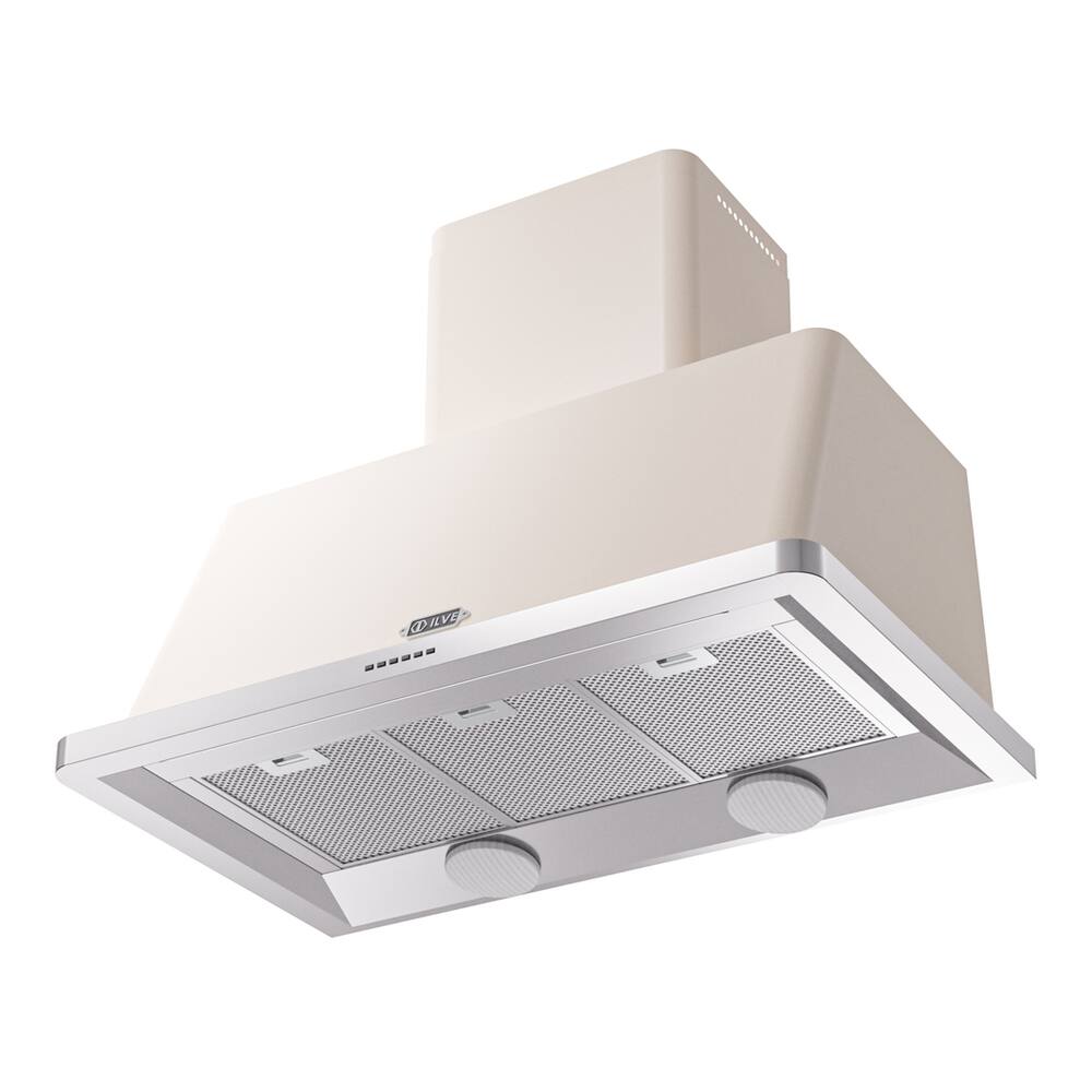 Alt View 2. ILVE - ILVE Majestic II 40 inch Ducted Wall Mount Range Hood with 600 CFM (Antique White) - Antique White.