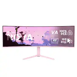 Arozzi - – Nova 49" Curved VA Dual QHD 165Hz Super Ultrawide Gaming Monitor – - Pink