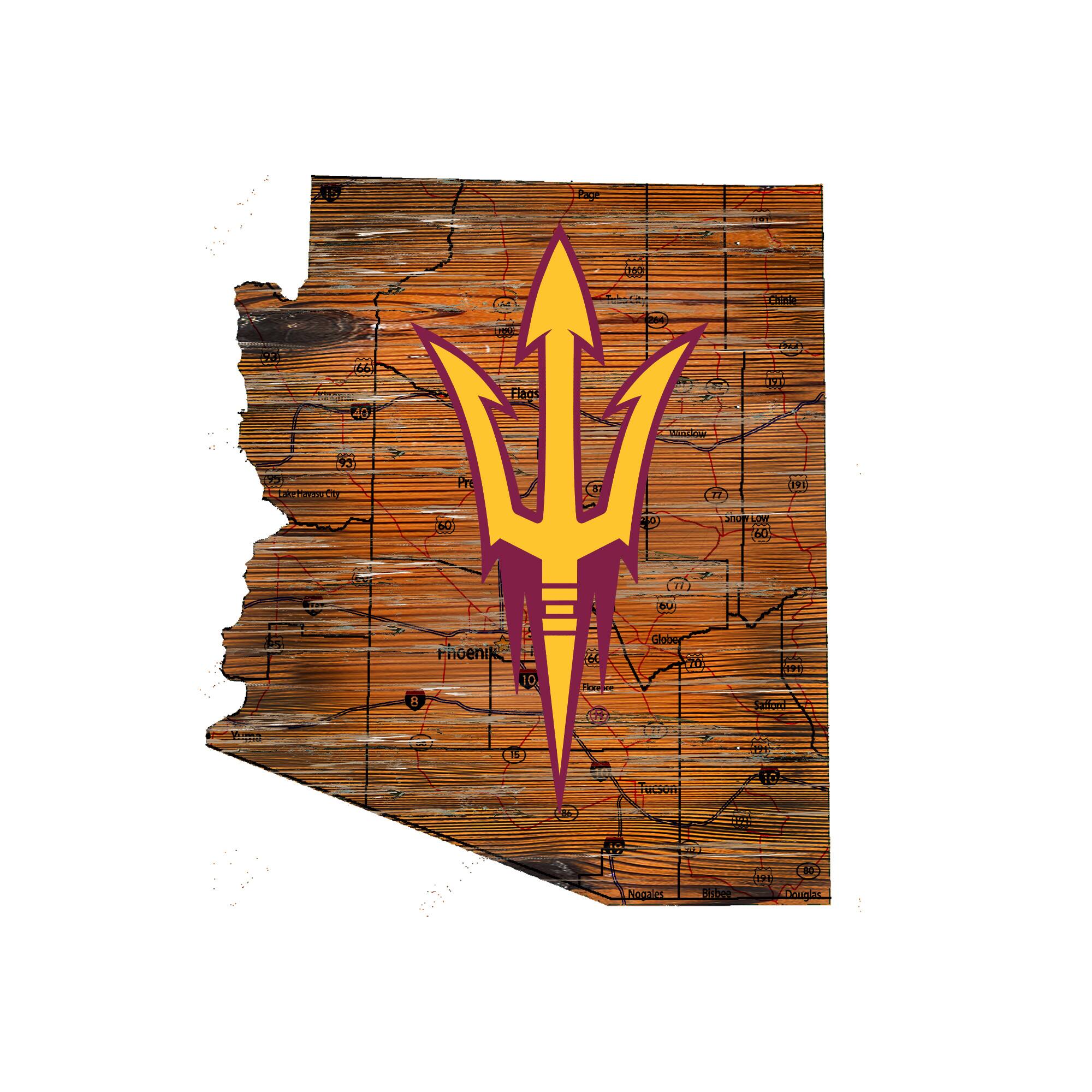 Arizona State Sun Devils 23.5" x 23.5" Distressed State with Logo Sign