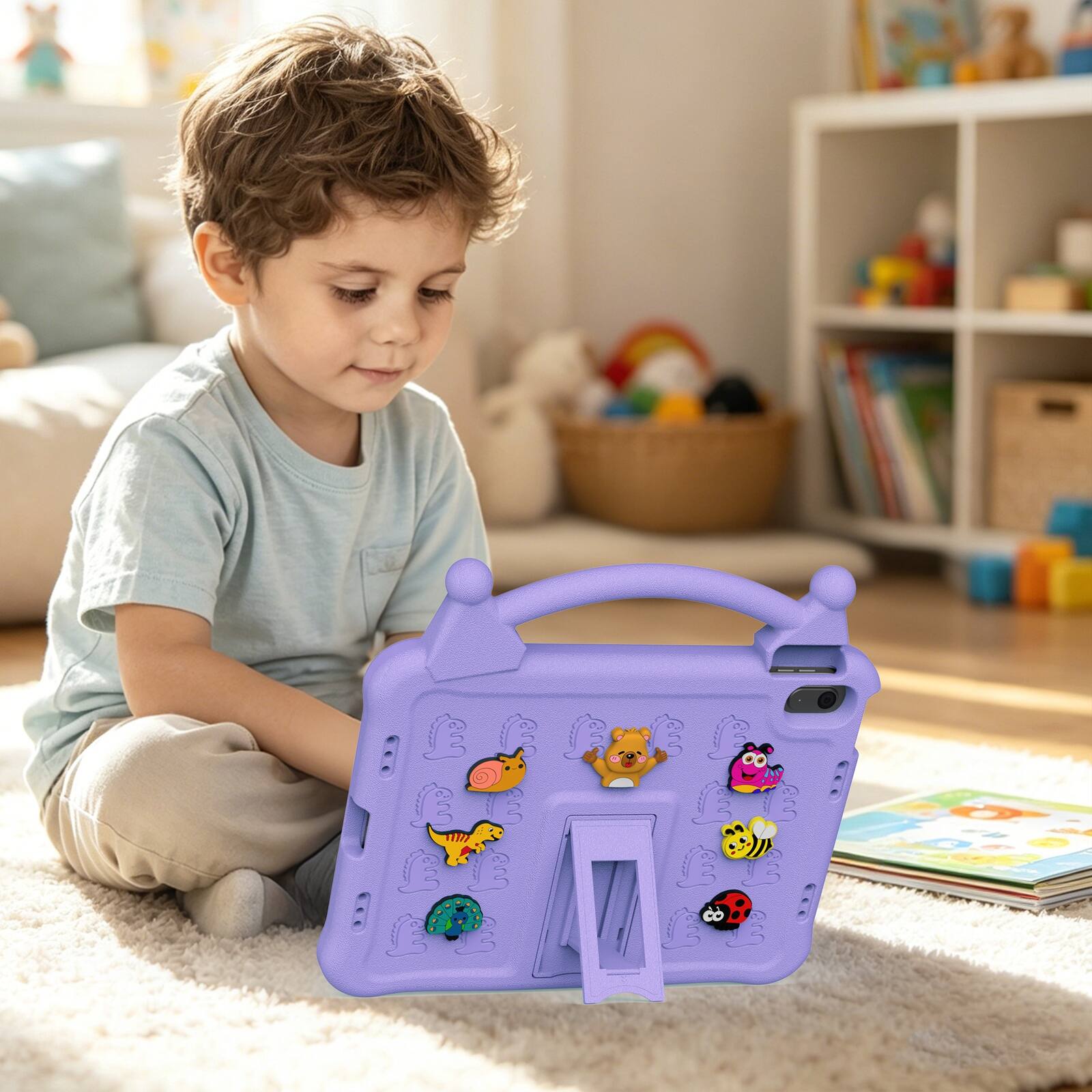 Alt View 2. UUCOVER - Kids Case for iPad (A16) 11" 2025/ iPad 10th Gen 10.9" 2022 Shockproof EVA Handle Stand DIY Decorative Accessories Cover - Lightpurple.