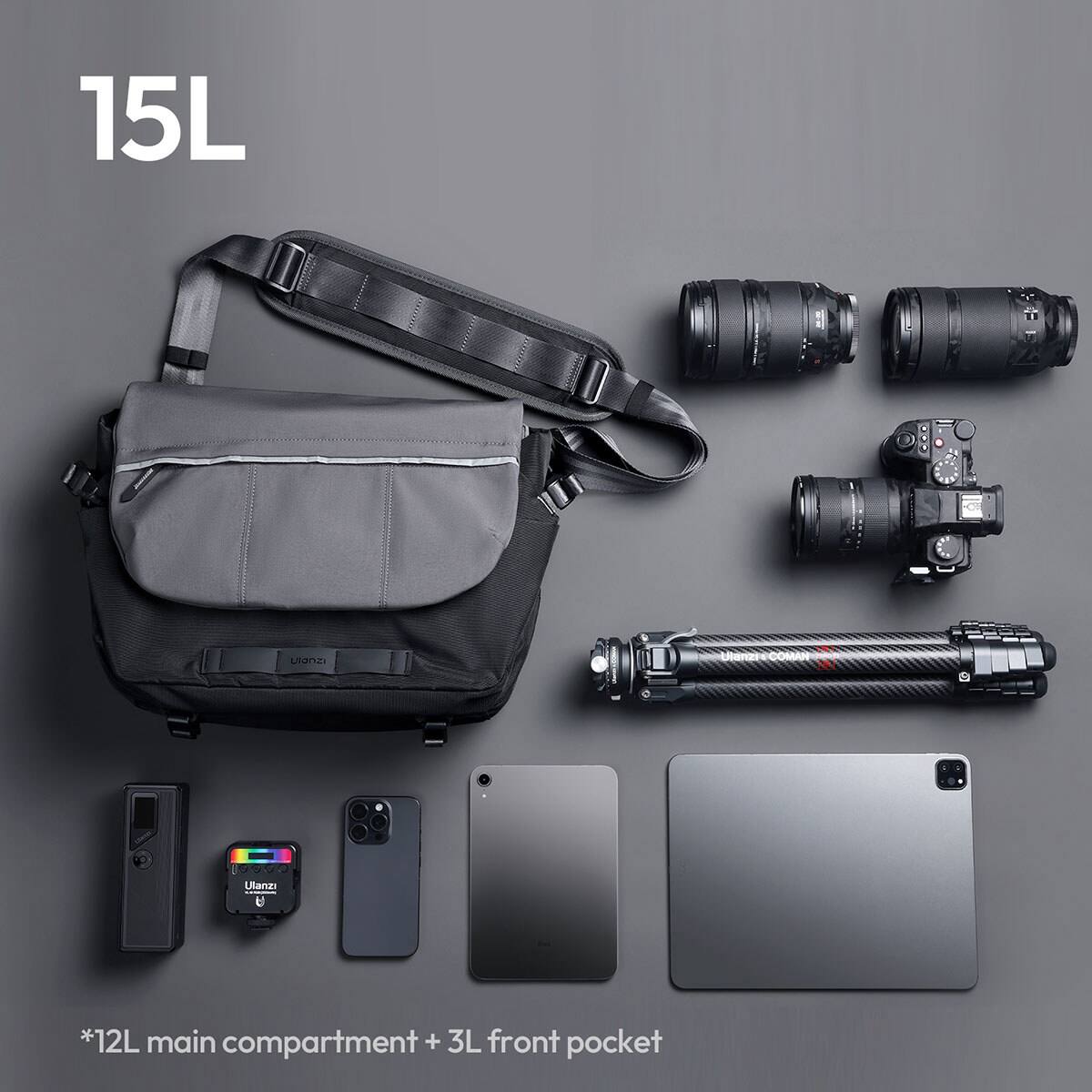 15L

*12L main compartment + 3L front pocket