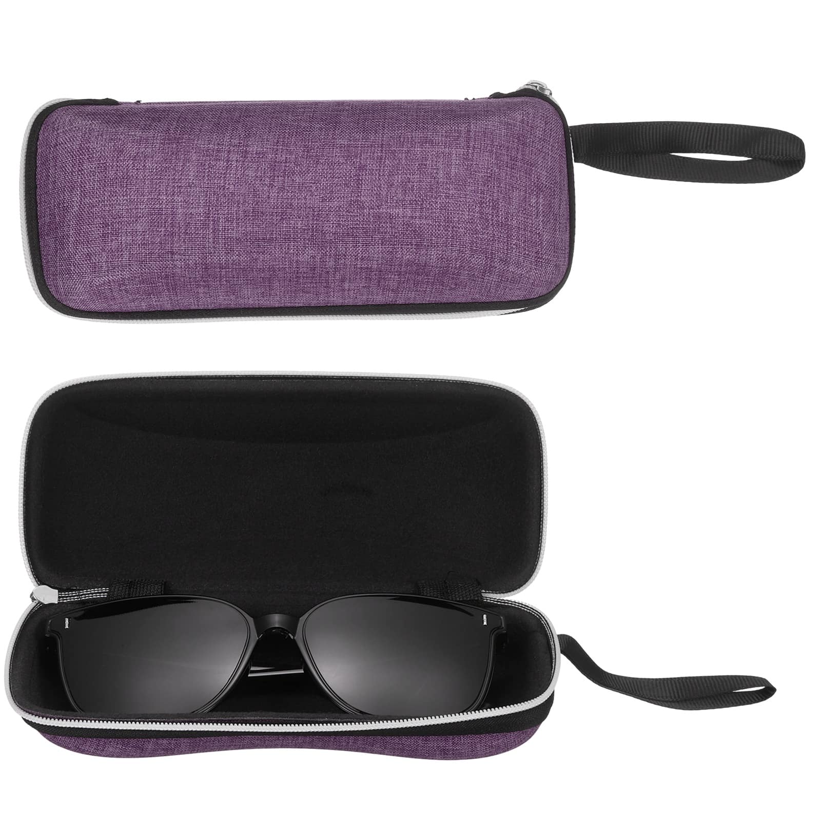 Unique Bargains - 2pcs Sunglasses Soft Case Hard Shell Zipper Holder with Lanyard for Travel Sport - Purple price history on PriceWatchPro