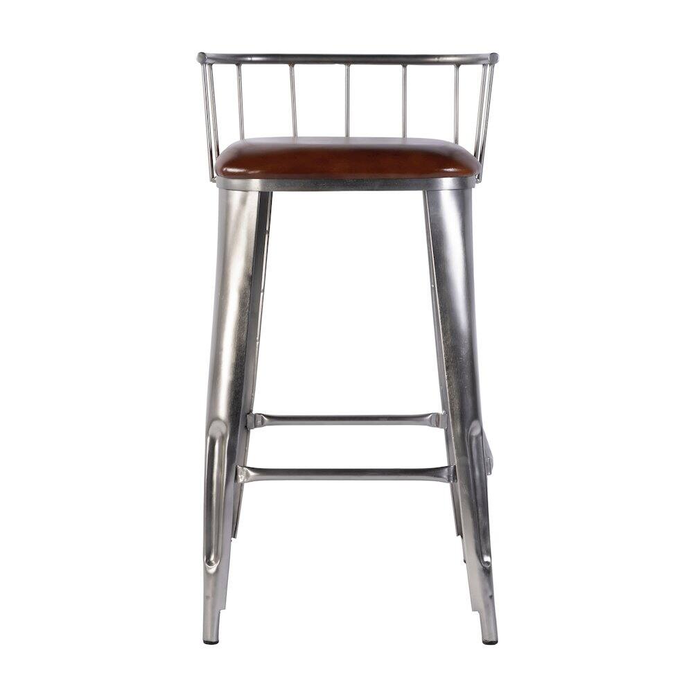 Alt View 1. Butler Specialty - Coriander 30.5 in. Seat Height Leather Bar Height Stool - Brown,Silver.