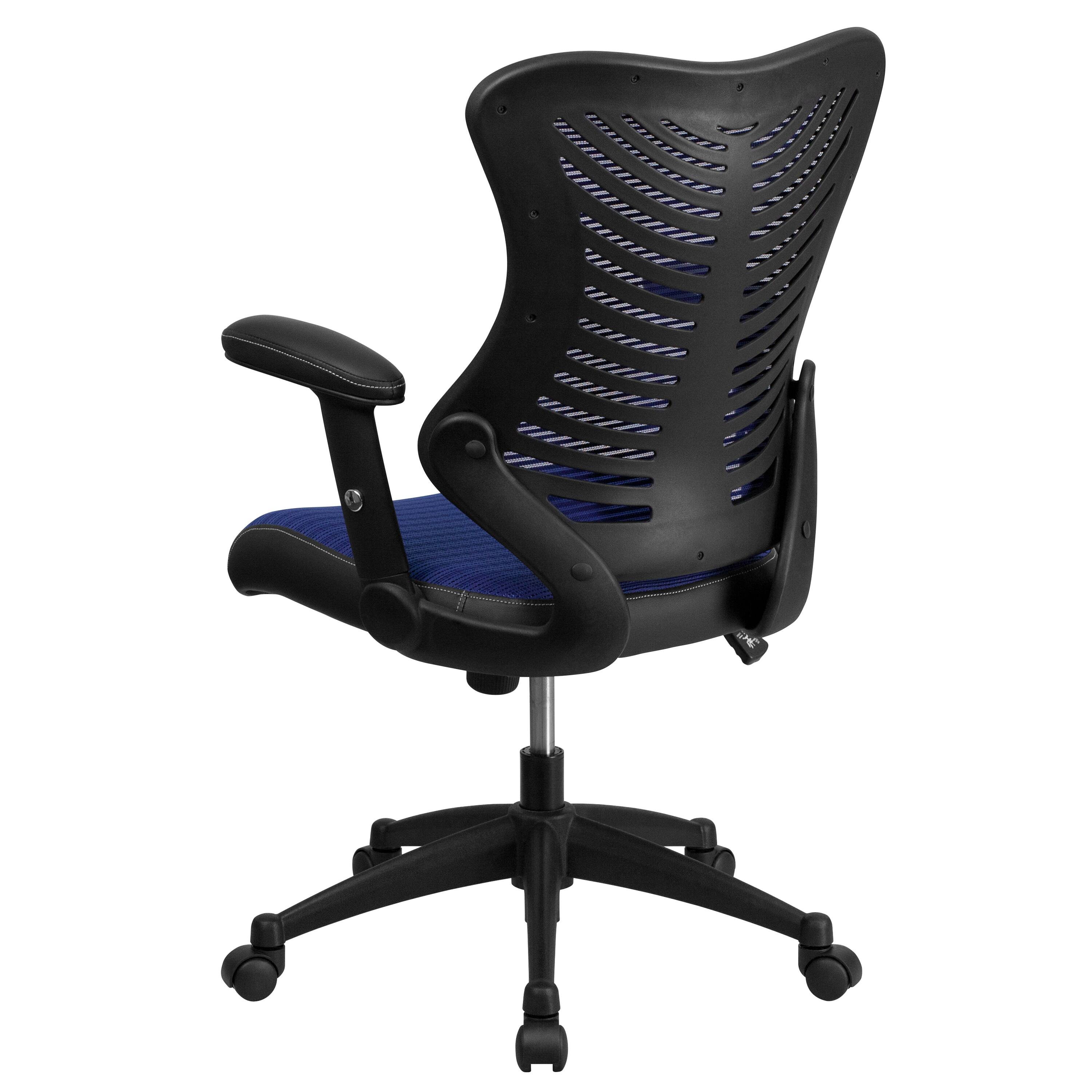 Alt View 5. Emma + Oliver - High Back Designer Mesh Executive Ergonomic Office Chair w/ Adjustable Arms - Blue Mesh.