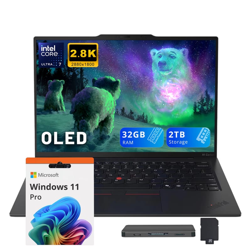 Lenovo - ThinkPad X1 Carbon G13 14" 2.8K Laptop,Ultra 7 258V,32GB RAM,1TB SSD+1TB Dock Set,Backlit KB,Win 11 Pro - Black