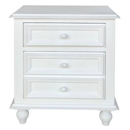 Manhattan Lane - 28 Inch Bedside Nightstand, 2 Drawers with Classic Round Knobs, Handcrafted Mango Wood - White