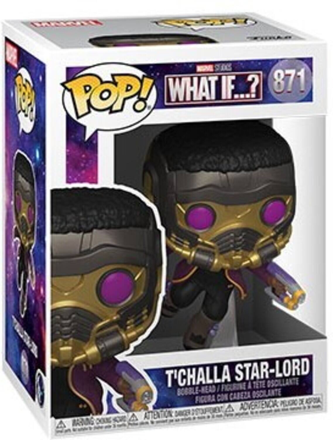 POP! WHAT IF...? 871 T'CHALLA STAR-LORD FIGURUNE A TETE OSCILANTE BOBBLE-HEAD CON CABEZA OSCILANTE FICURA PELIERO DE AGFA ADVERTENCA A ATTENT