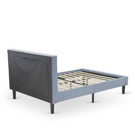 East West Furniture - FNF-11-F Platform Full Bed Frame - Linen Fabric Upholestered Bed Headboard with Button - Denim Blue