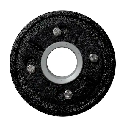 Front. Alfi - Cast Iron Shower Drain Base with Rubber Fitting - Black.