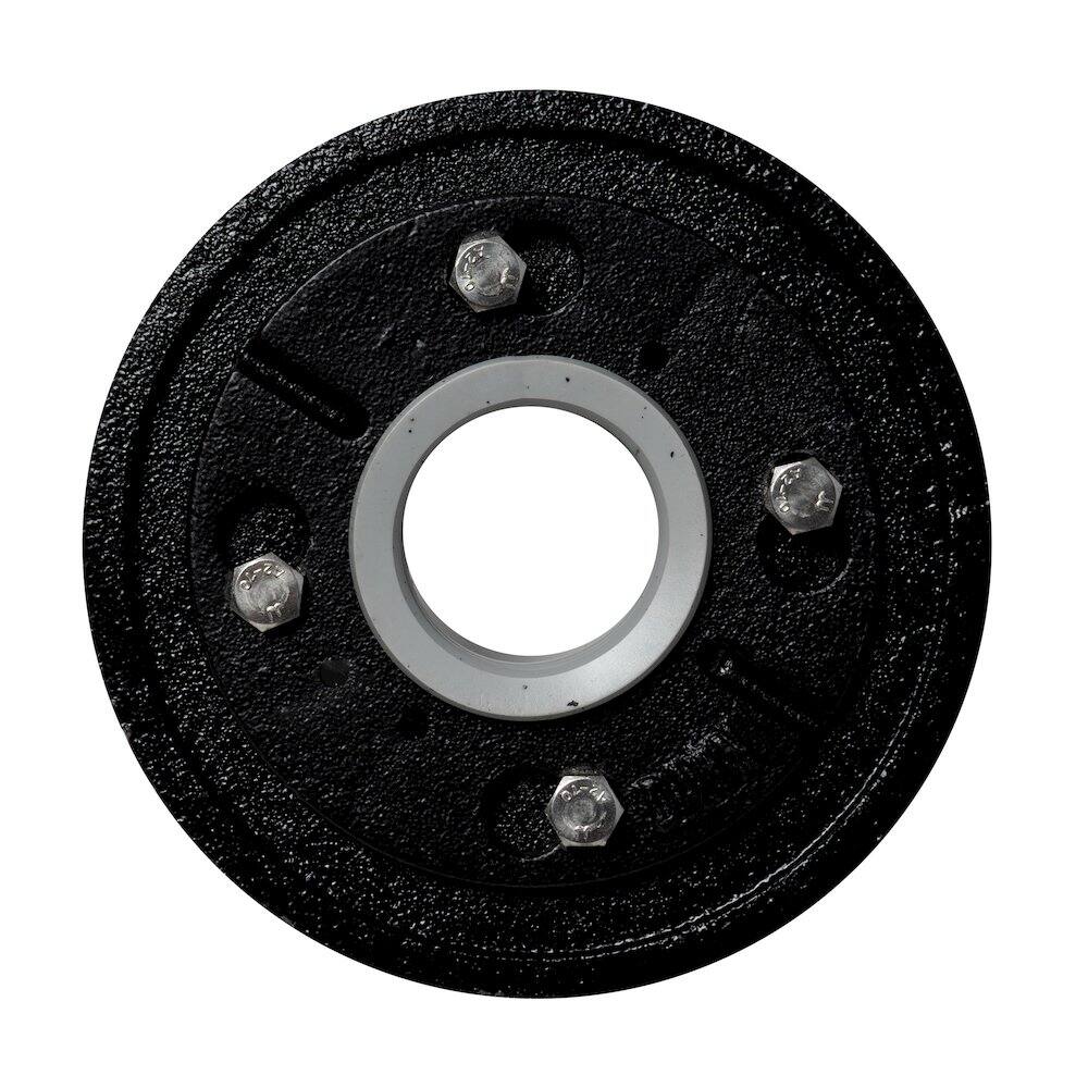 Front. Alfi - Cast Iron Shower Drain Base with Rubber Fitting - Black.