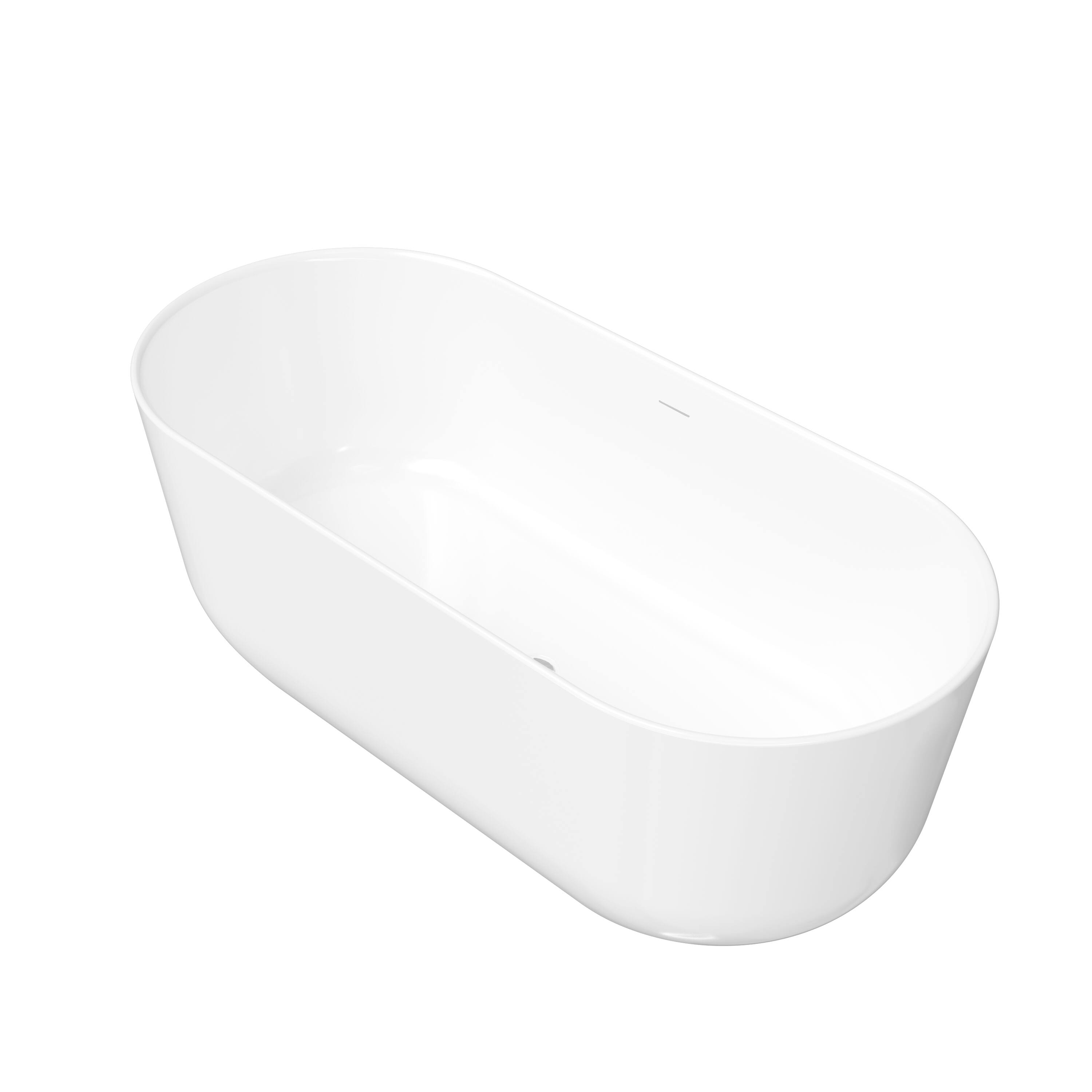 Alt View 9. WELLFOR - Seren 67 in. x 30 in. Acrylic Oval Freestanding Soaking Bathtub with Center Pop-Up Drain and Overflow - White.
