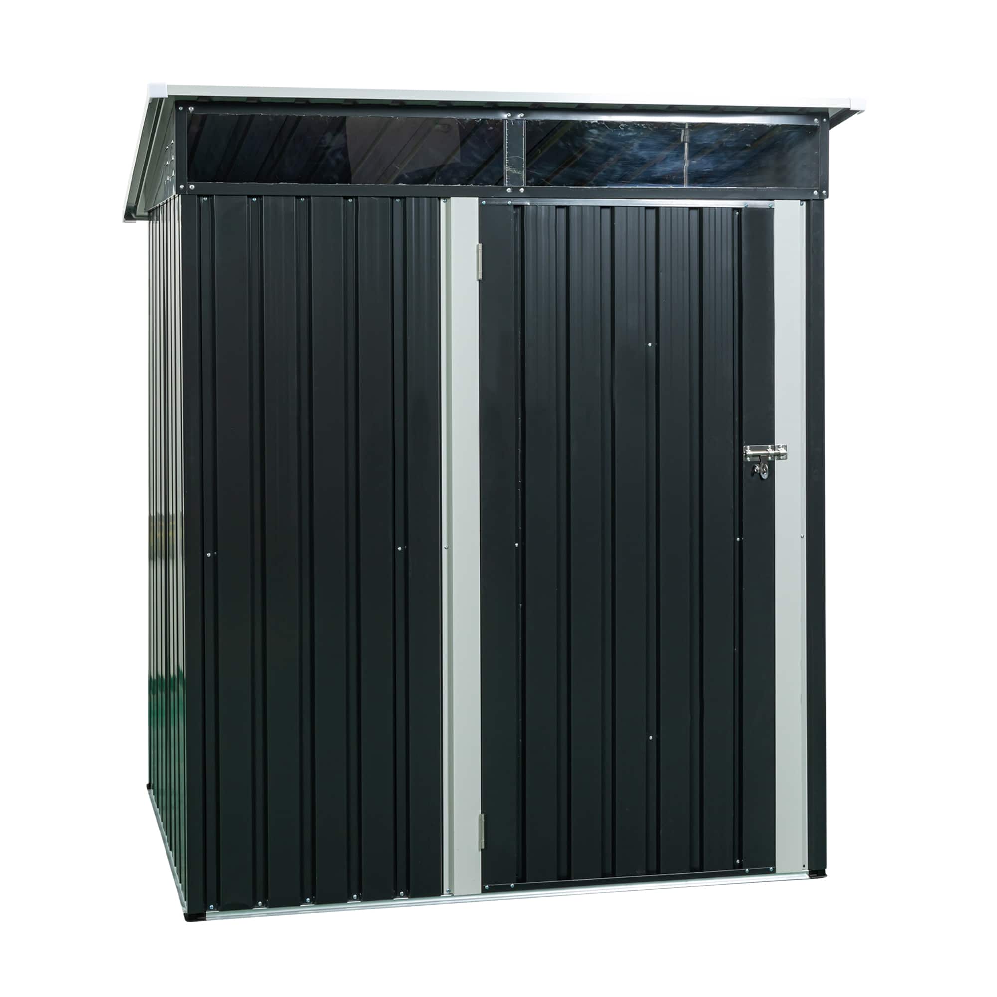 Mondawe - 5ft x 3ft Outdoor Metal Storage Shed - Black