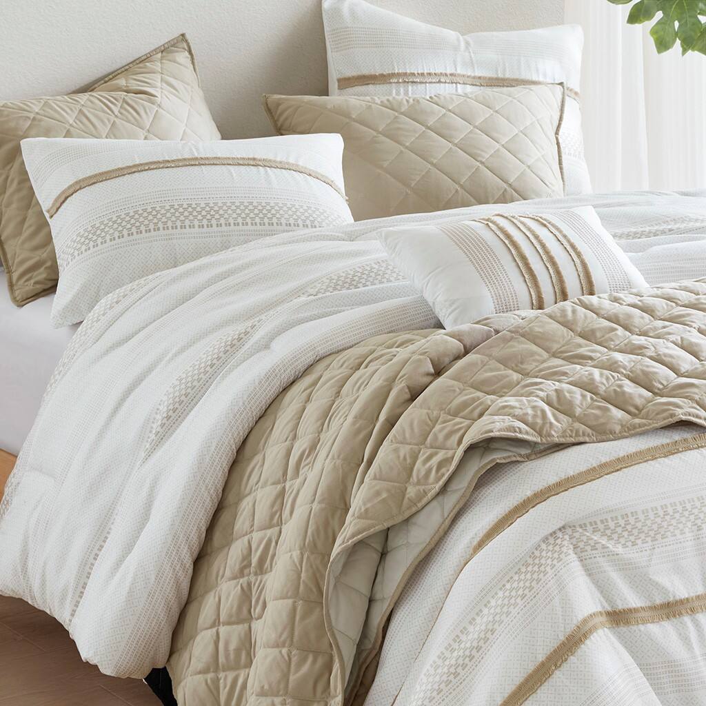 Alt View 1. Gracie Mills - Gracie Mills 7-Piece Siena Comforter/Quilt Set - Taupe.