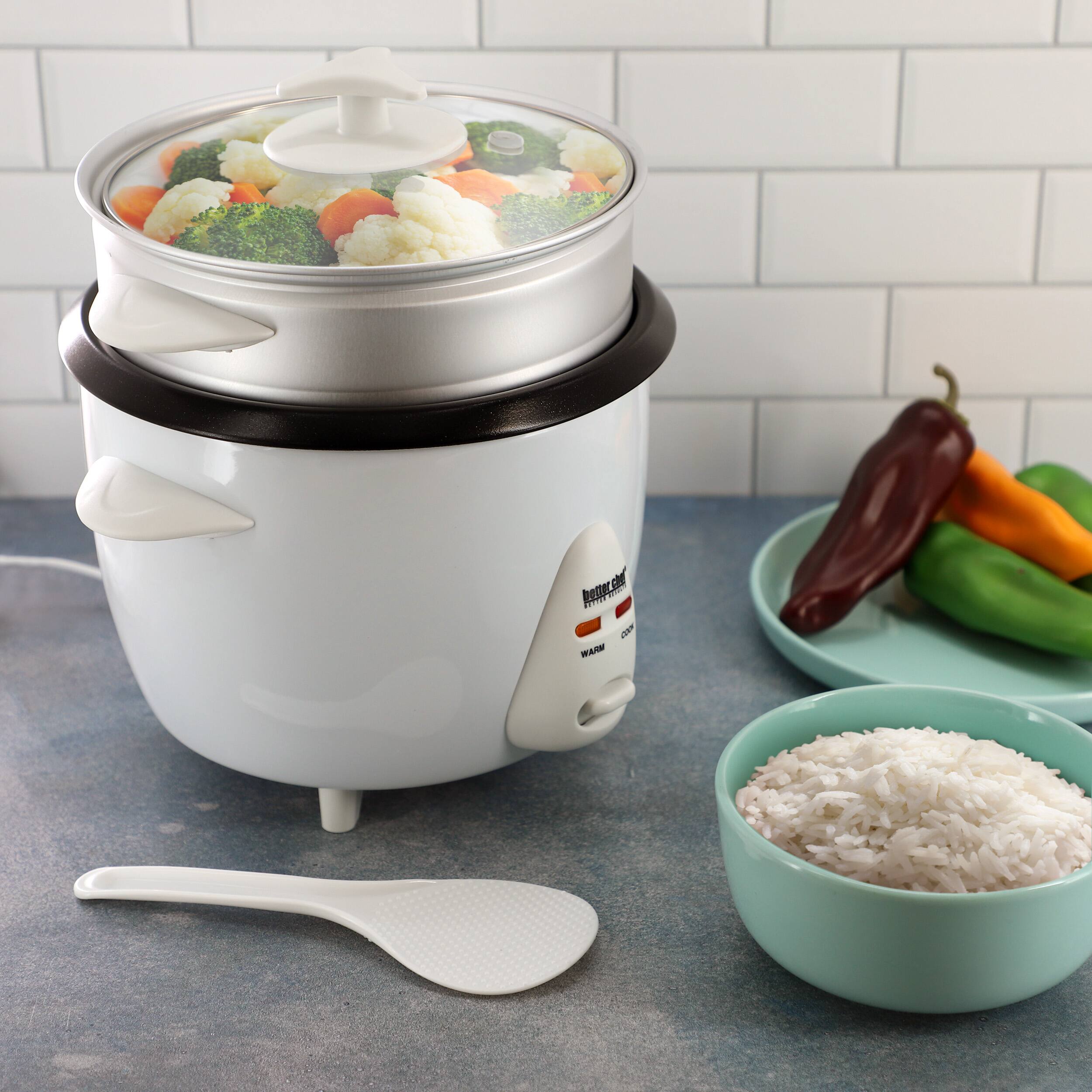 Alt View 5. Better Chef - Better Chef 5 Cup Ceramic Bowl Rice Cooker with Steamer Attachment - White.