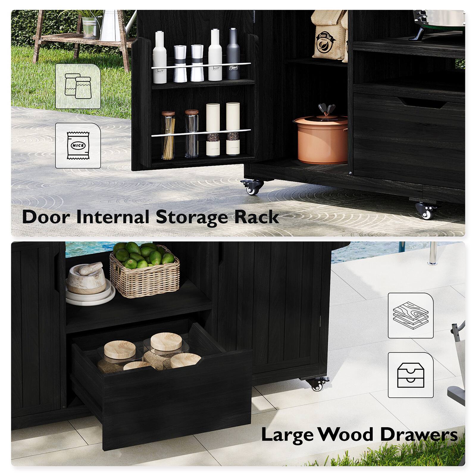 Door Internal Storage Rack  
Large Wood Drawers