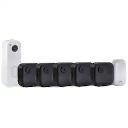 Outdoor 4 5-Camera System with Sync Module Core + Blink Video Doorbell - Black