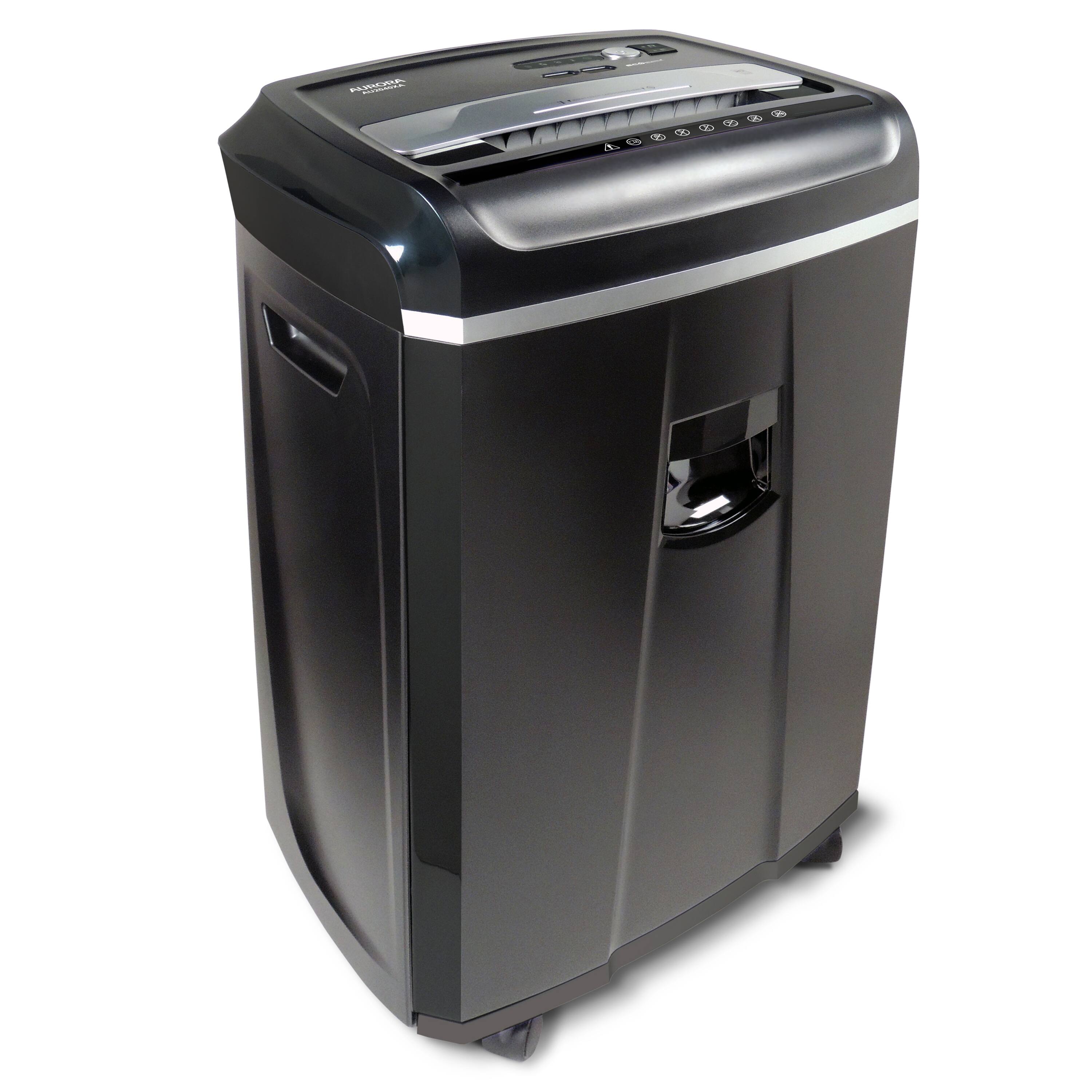 Left. Aurora - Aurora AU2040XA Anti-Jam Heavy Duty 20-Sheet Crosscut Paper/ CD/ 60 Min/ 7-Gallon Basket Shredder - Black.