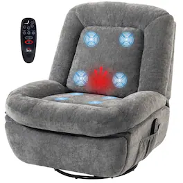 Homcom - Power Recliner Chair with Massage and Heat, USB Port - Gray