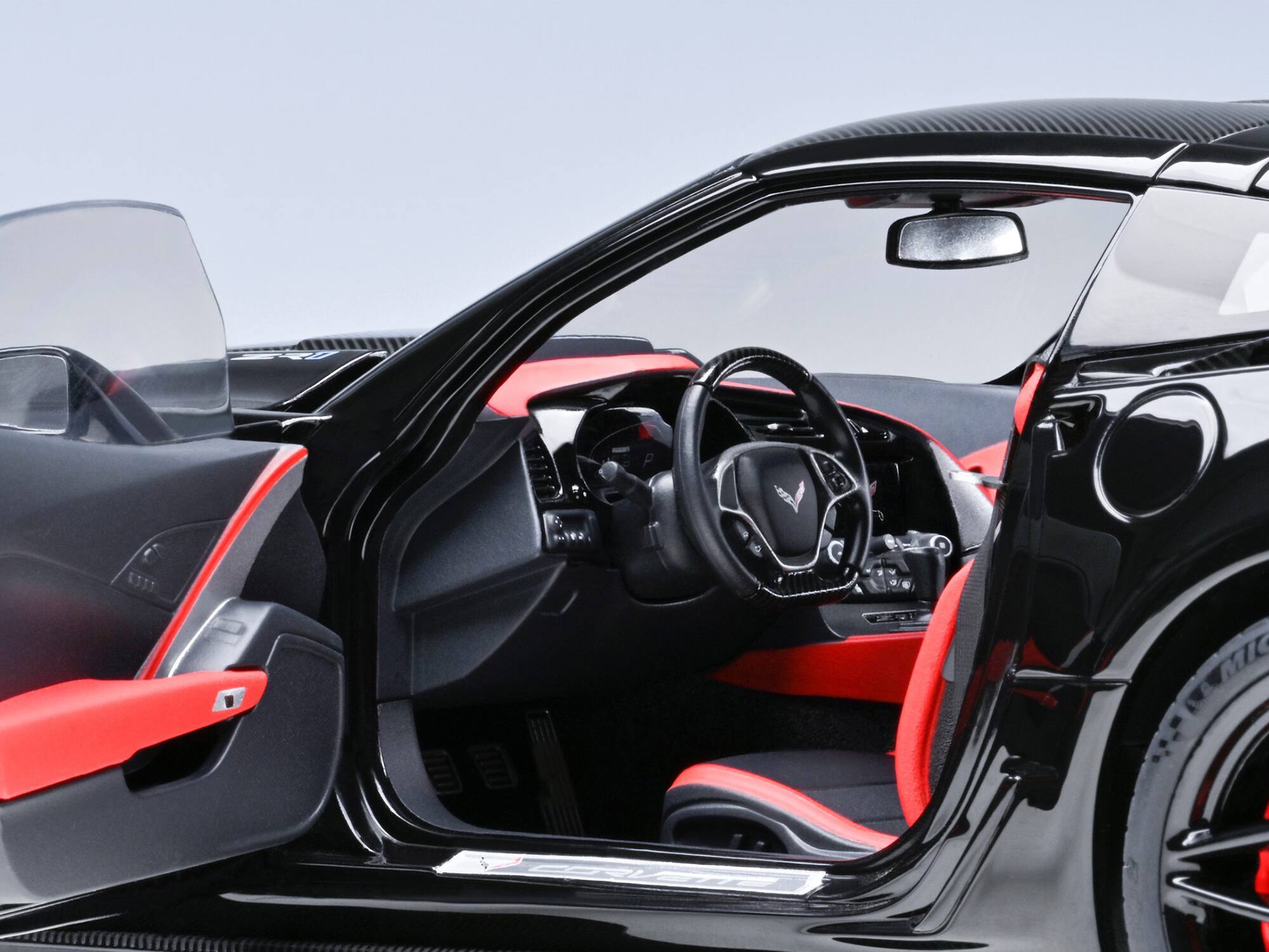 Alt View 3. Autoart - 2019 Chevrolet Corvette C7 ZR1 Black with Carbon Top 1/18 Model Car by Autoart.