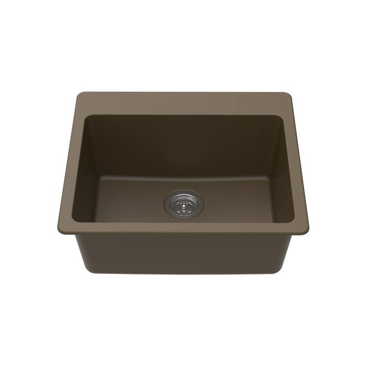 Front. Winpro - Winpro Dual Mount Granite Composite 25 in. L x 22 in. L x 9-1/2 in. Single Bowl Kitchen Sink in mocha - Mocha.