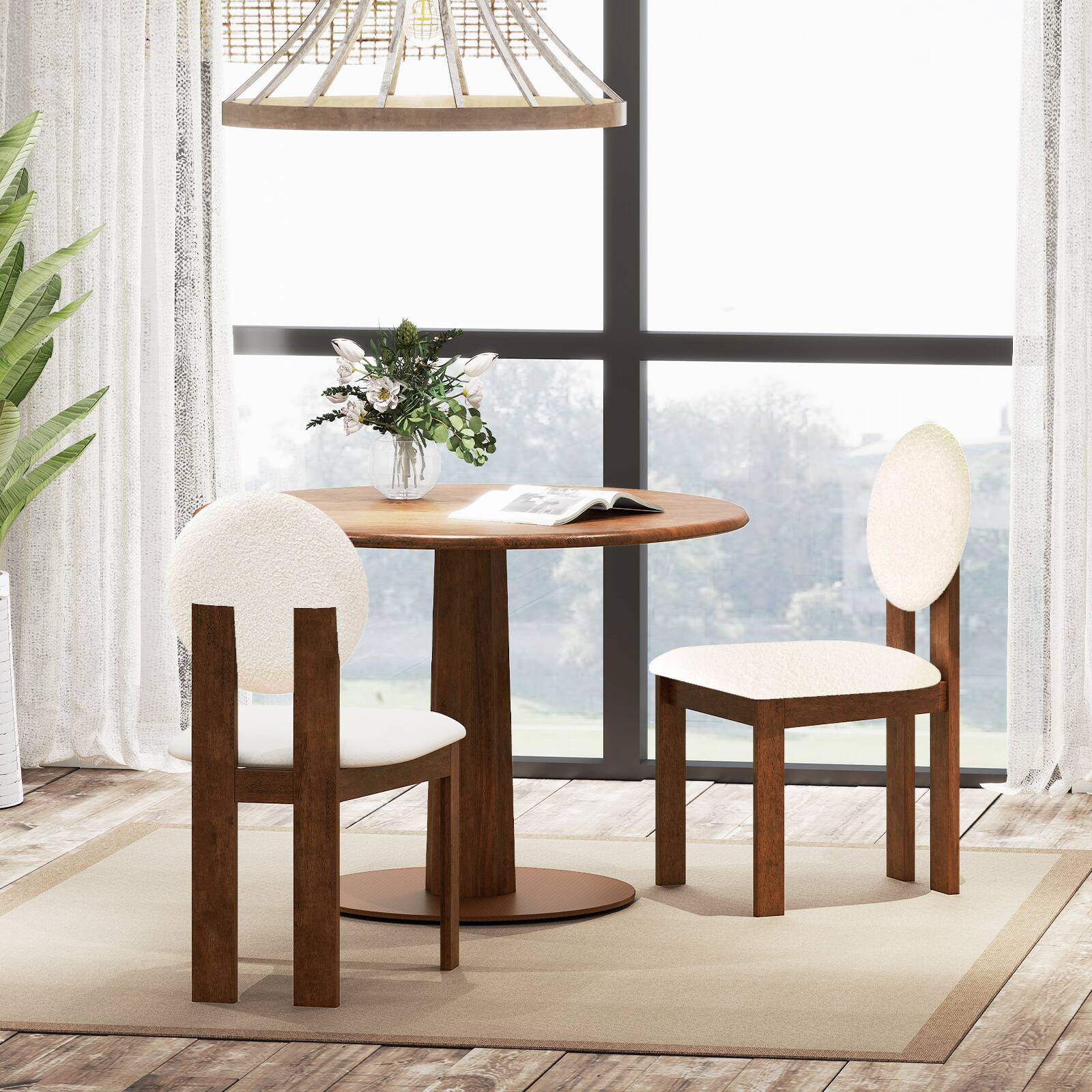 Alt View 3. Gymax - Gymax 4PCS Dining Chairs Upholstered Sherpa Fabric Kitchen Chairs w/ Rubber Wood Legs - White.