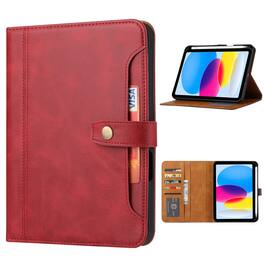Dteck - Case For Apple iPad 11th(A16) 2025/iPad 10th 2022 Flip Shockproof PU Leather Card Slots Kickstand Pencil Holder Cover - Red