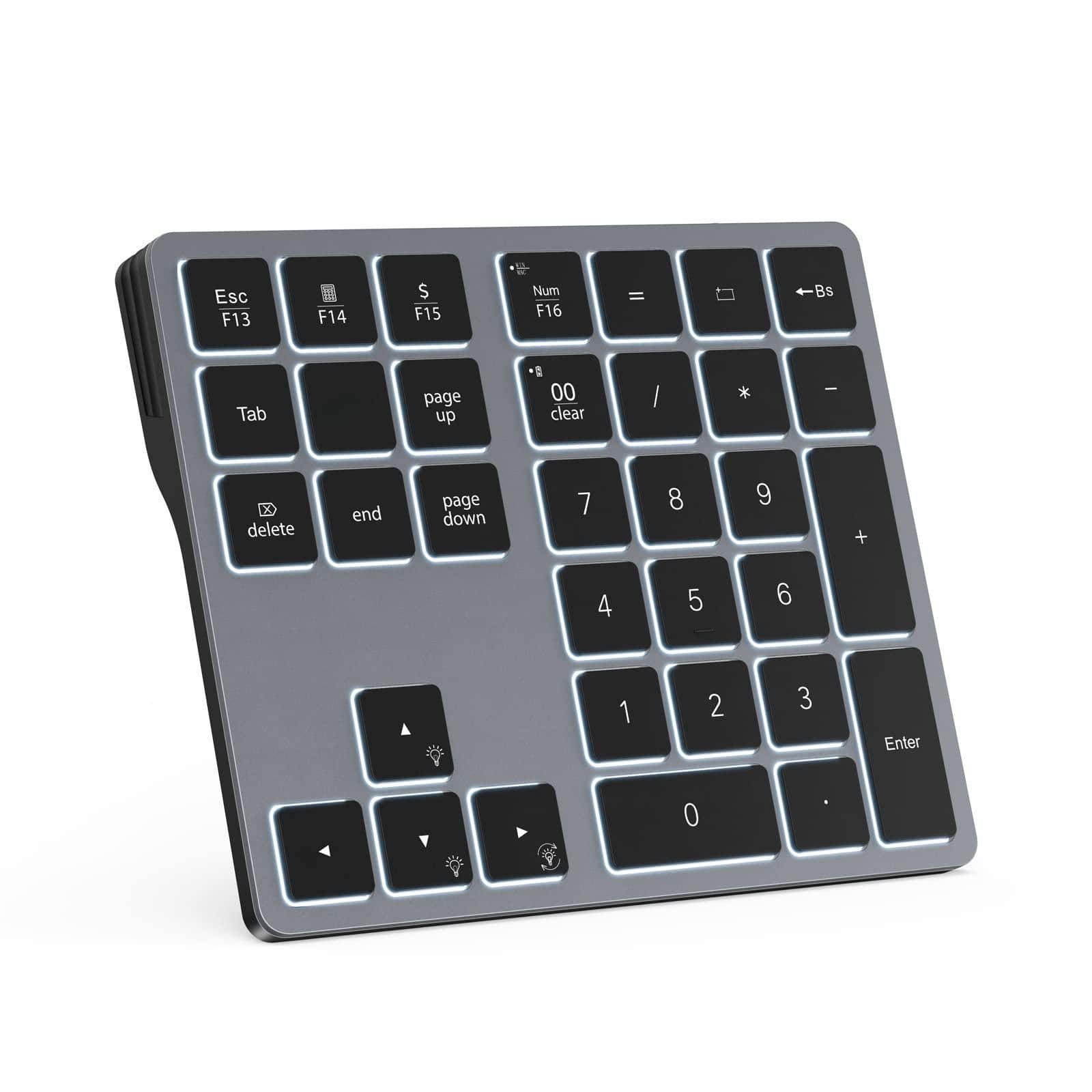 Pacoar Cade - & Usb Wireless Numeric Keypad For Laptops Pc Computers Macbooks Tablets Dual Mode Number Pad 34 Keys With 7-color - Space Grey-Bluetooth