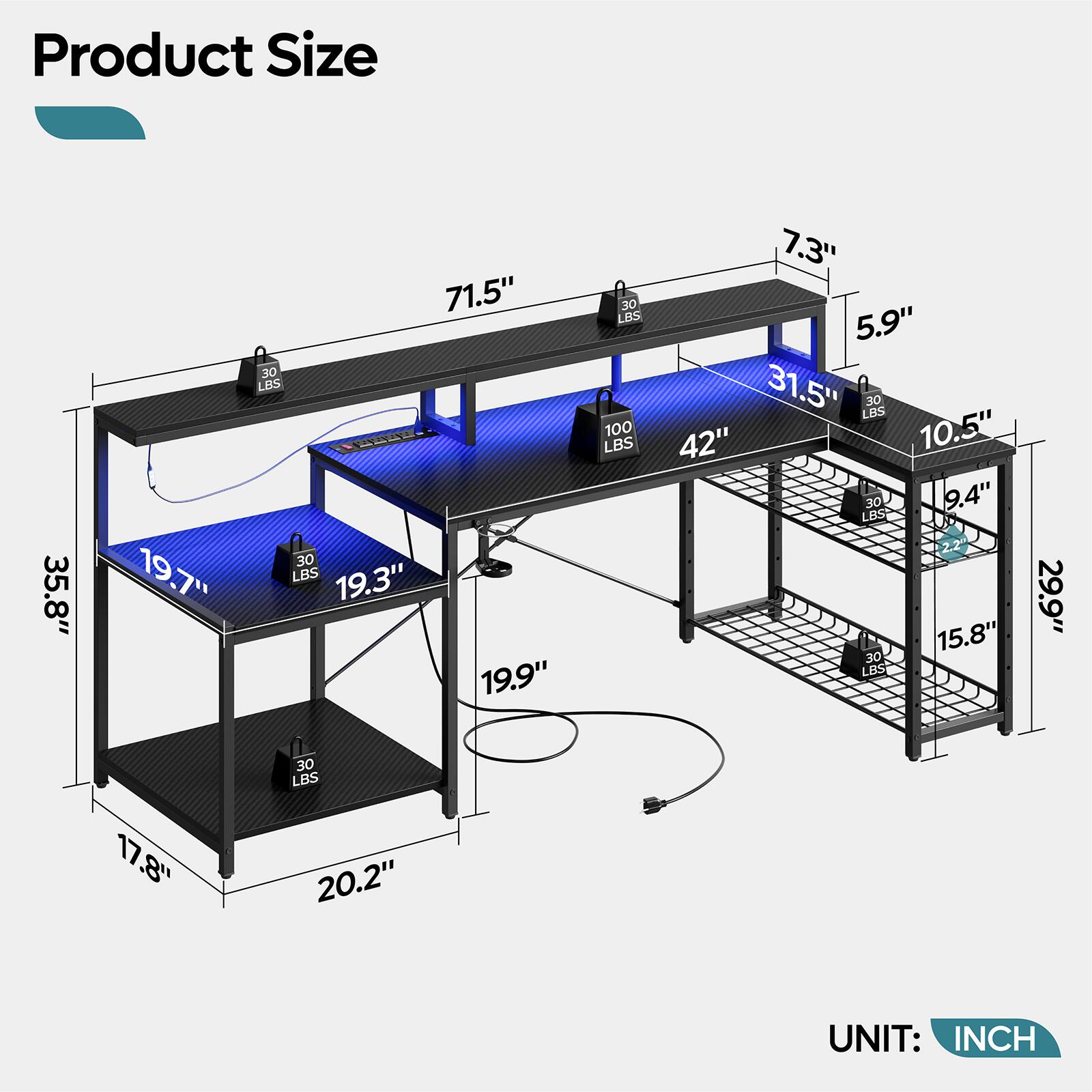 Product Size: 35.8" x 197" x 71.5" x 330"
BS: 30 LBS
19.3" x 19.9" x 30 LBS
100 LBS
7.3" x 5.9" x 31.5" LBS
30 LBS
42" x 10.5" x 30 LBS
9.4" LBS
2.2" x 15.8" x 30 LBS
29.9" x 30 LBS
17.8" x 20.2"
UNIT: INCH