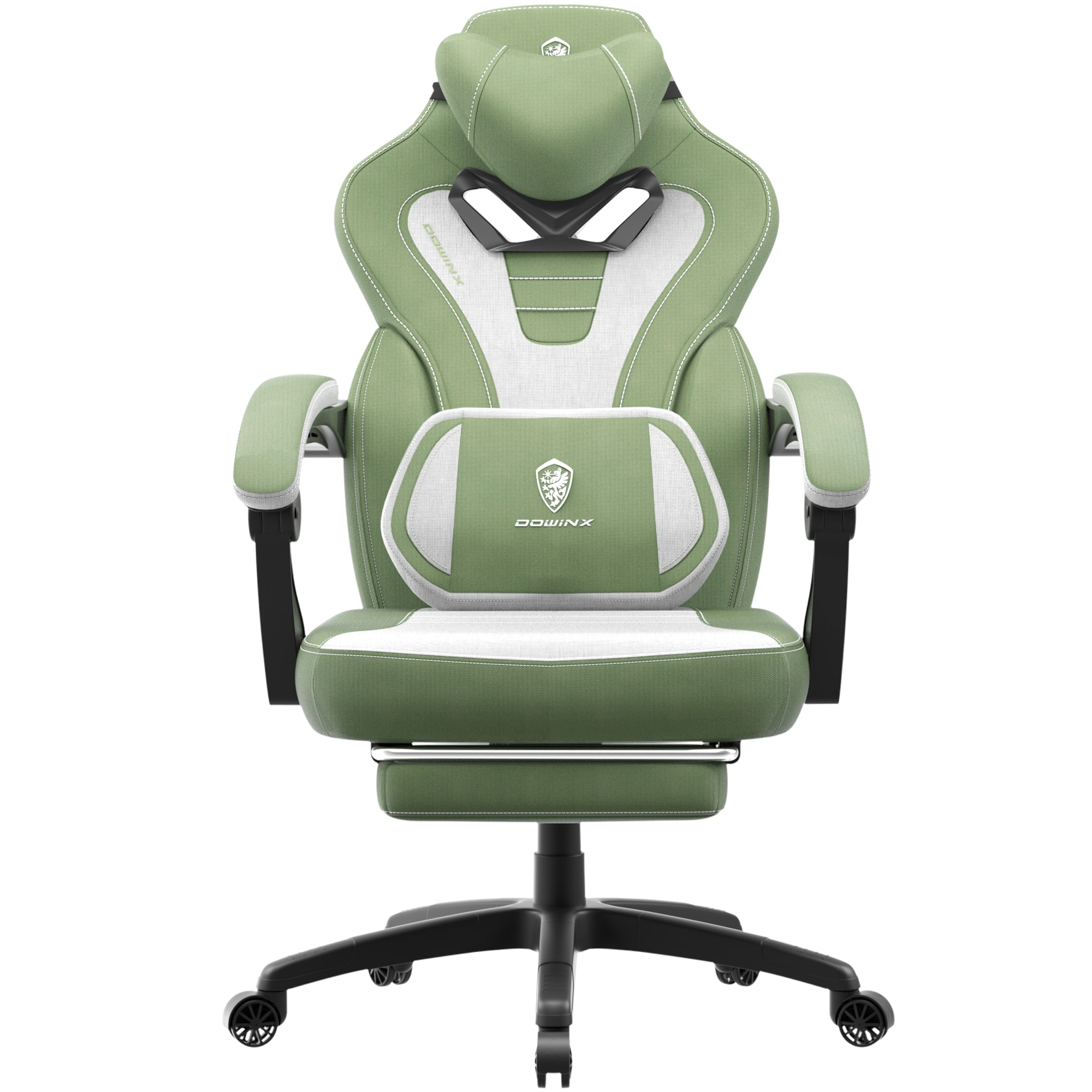 Dowinx - Gaming Chair Fabric Breathable, Ergonomic Office Chair with Adjustable Headrest and Massage Lumbar Support - Green