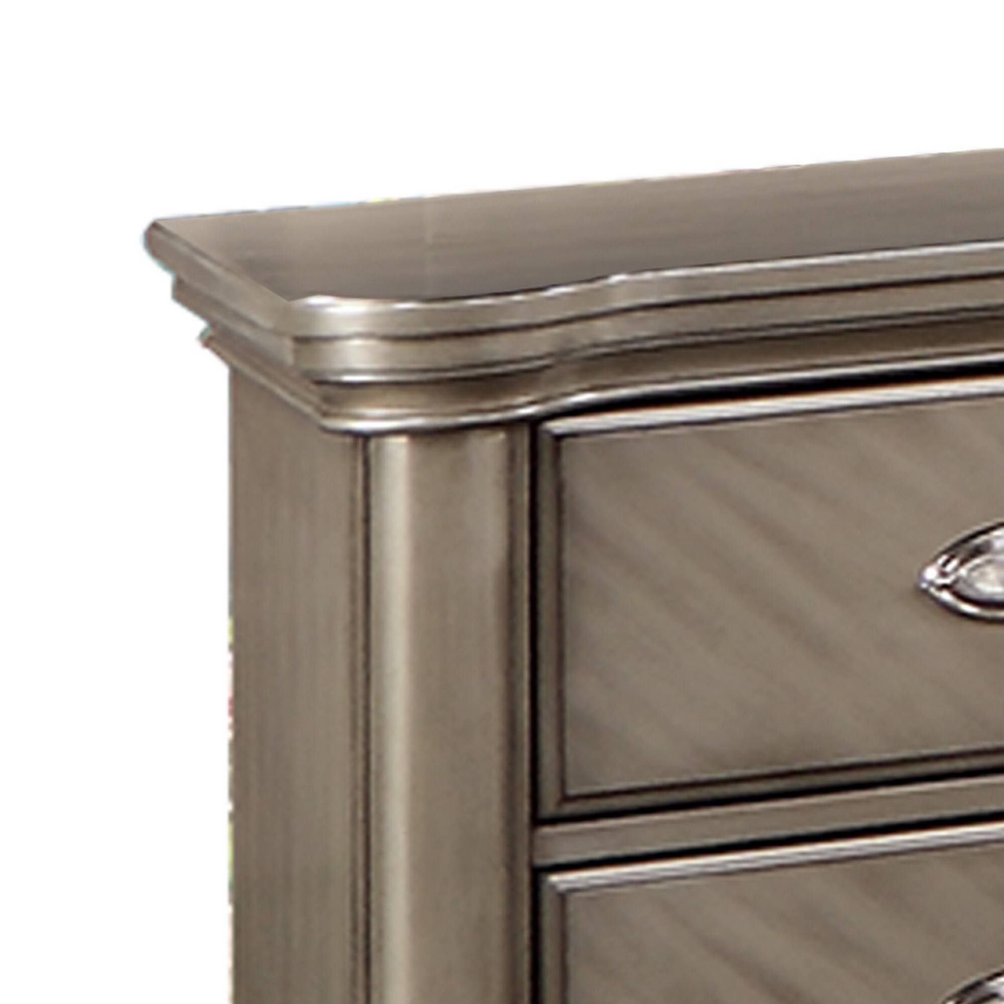 Angle. Manhattan Lane - Ada 28 Inch Classic Rustic 2 Drawer Nightstand, Chevron Design - Brown.