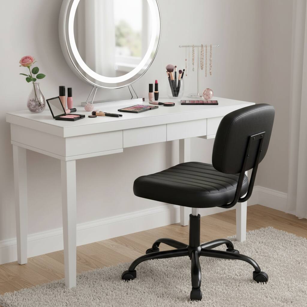 Alt View 5. AOITUN - Modern armless office chair in faux leather for home office and study - Black.