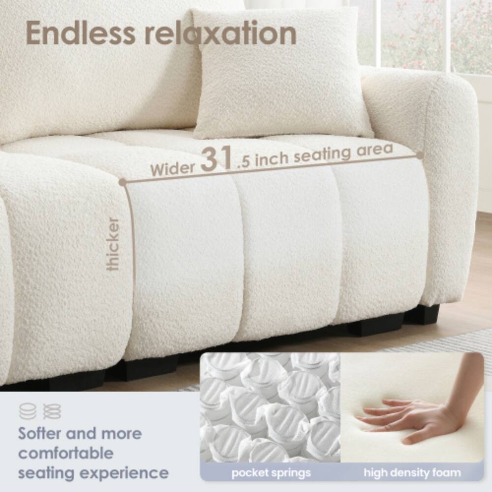 Endless relaxation seating area  
Wider 31.5 inch seating area  
Thicker  
Softer and more comfortable seating experience  
Pocket springs  
High density foam