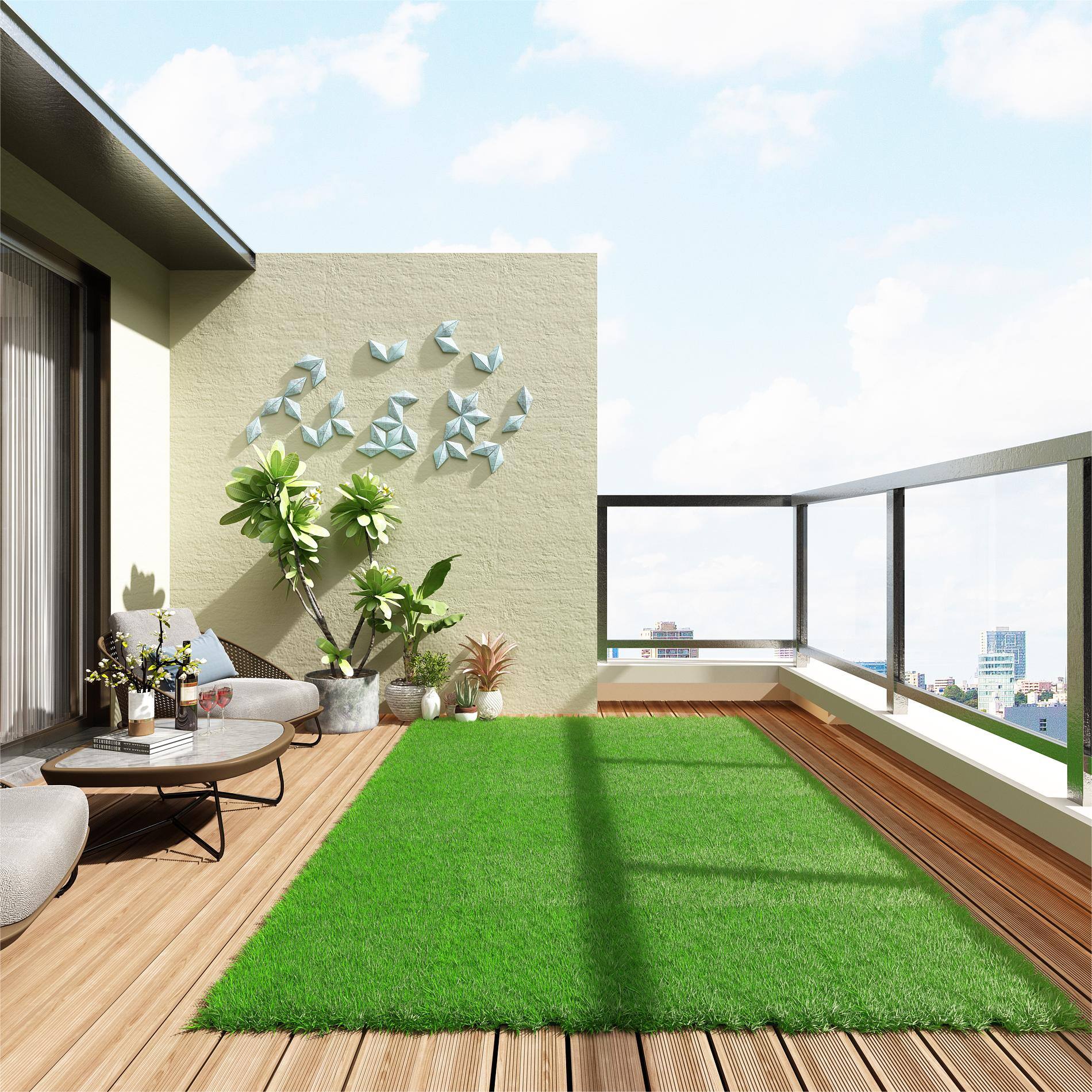 Alt View 9. Famapy - Artificial Grass Turf Rug, Indoor Outdoor Fake Lawn Mat for Balcony, Patio, Pets & Kids, Waterproof, Fire-Resistant - Green.