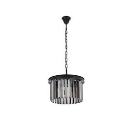 Urban Classic - Sydney 3 light Pendant Silver Shade (Grey) Royal Cut Crystal - Matte Black
