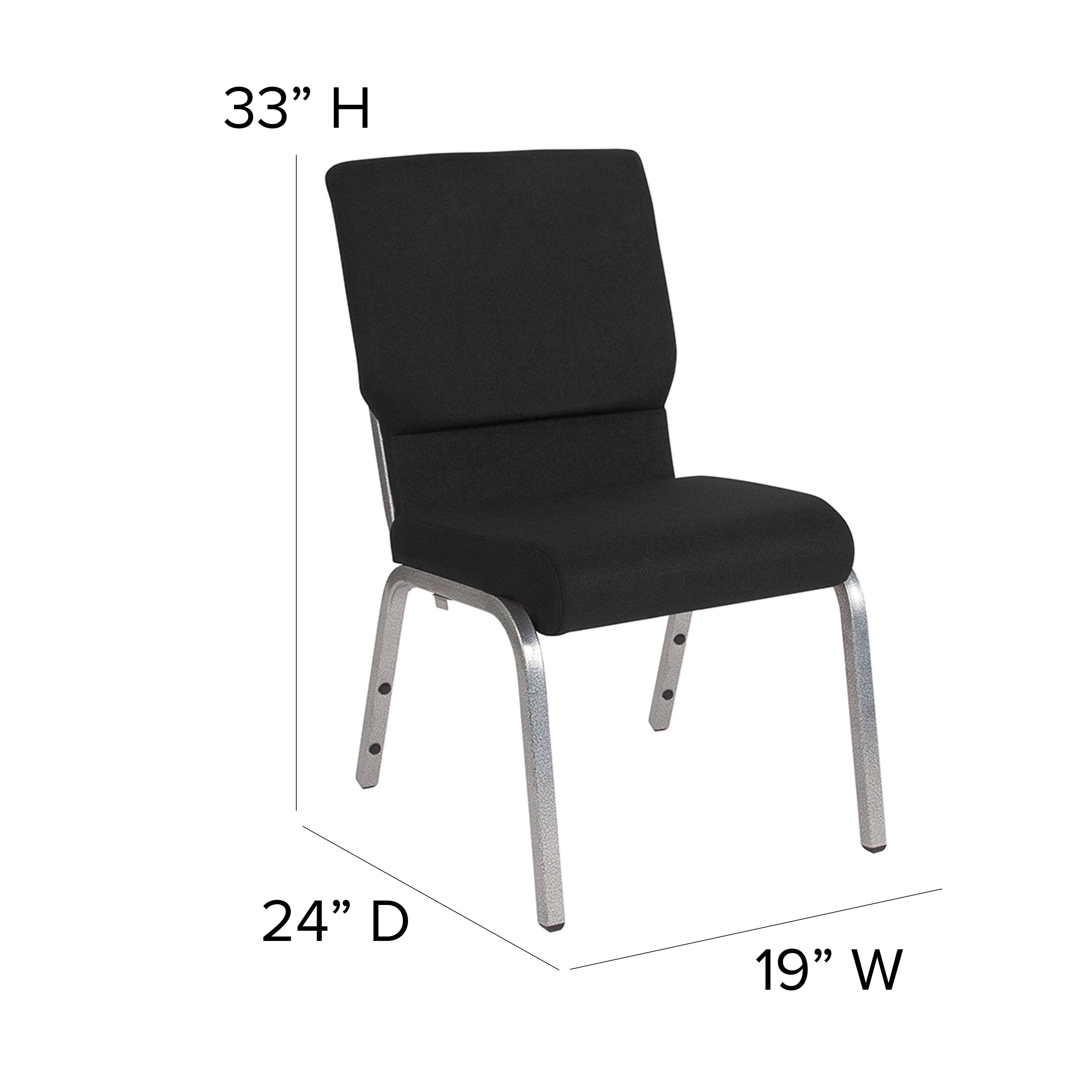 Alt View 13. Alamont Home - Hercules 18.5"W Stacking Church Chair in Black Fabric - Silver Vein Frame - Black Fabric/Silver Vein Frame.