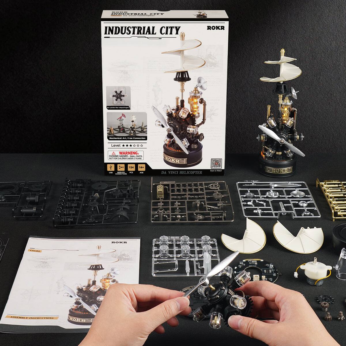 INDUSTRIAL CITY  
ROKR  
Mechorical Art, Free Connection  
Level  
WARNING: CHOKING HAZARD - SMALL PARTS NOT FOR CHILDREN UNDER 14+  
ROKR SAN DA VINCI HELICOPTER  
ROKR  
COLO1  
ASSEMBLY INSTRUCTIONS